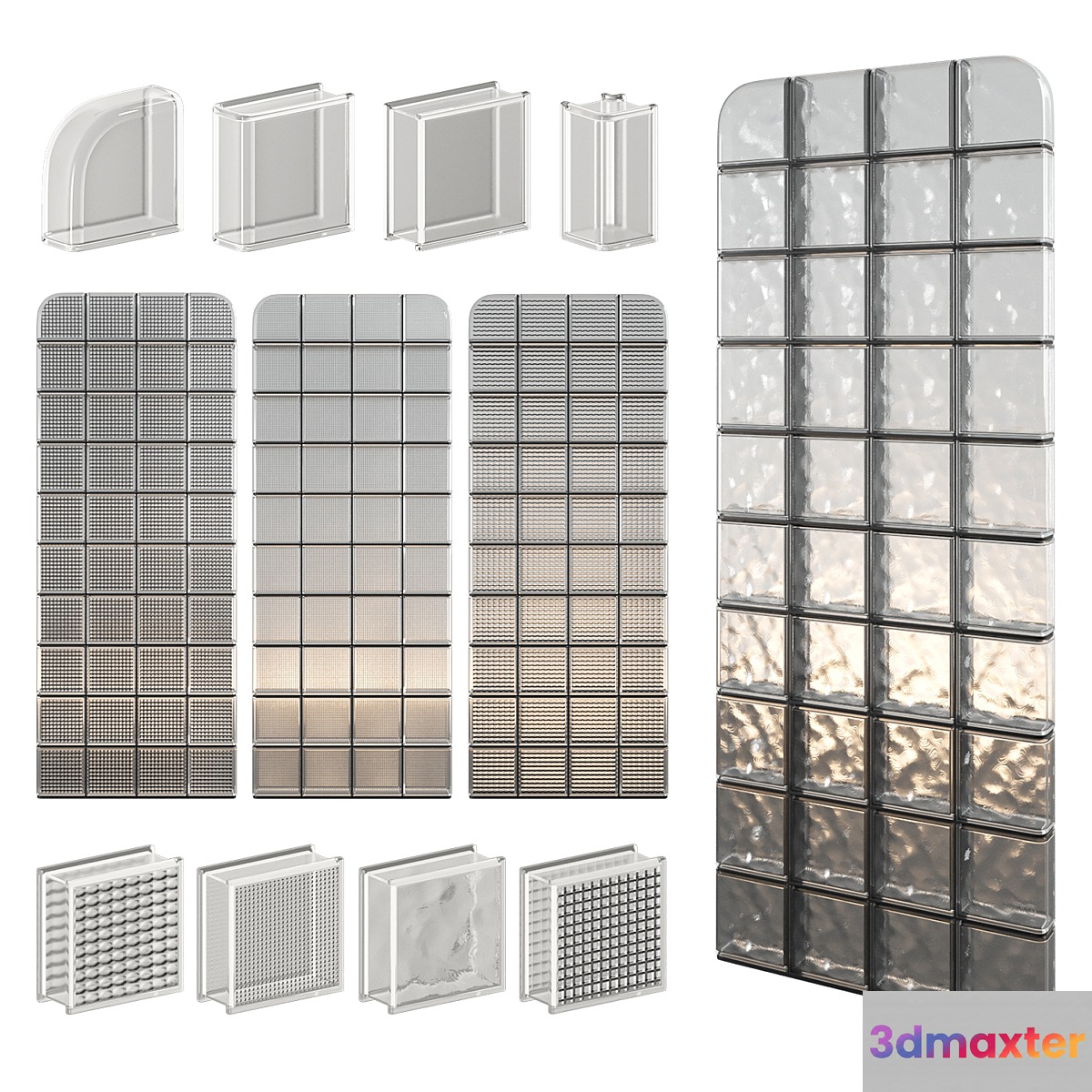 Glass Block Wall 08 3D Max