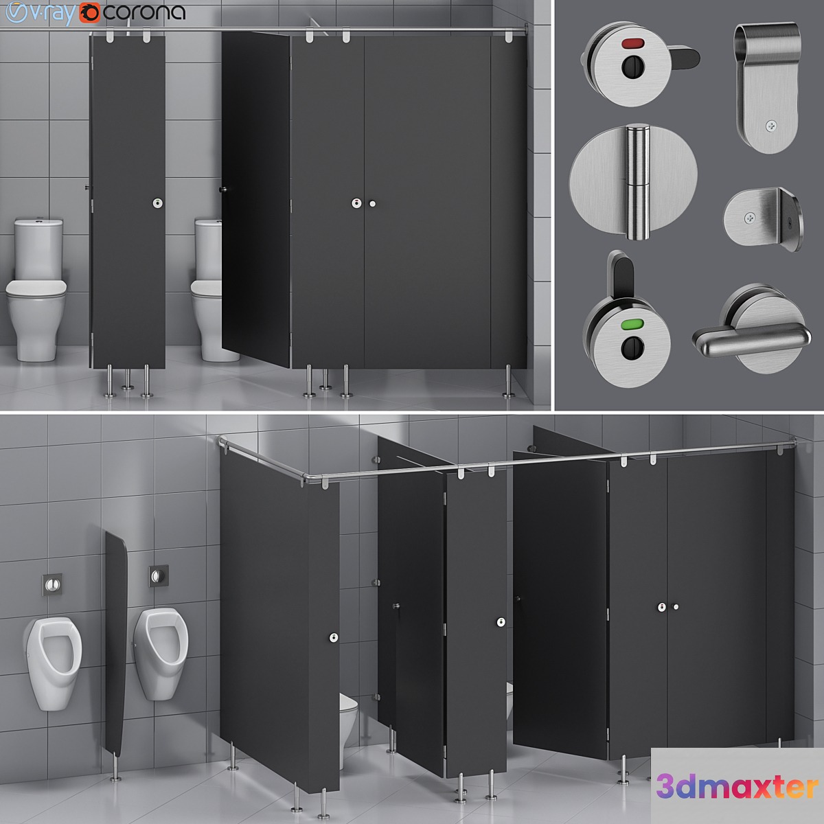 Sanitary partitions for public toilets FunderMax 1 (constructor) 3D Max