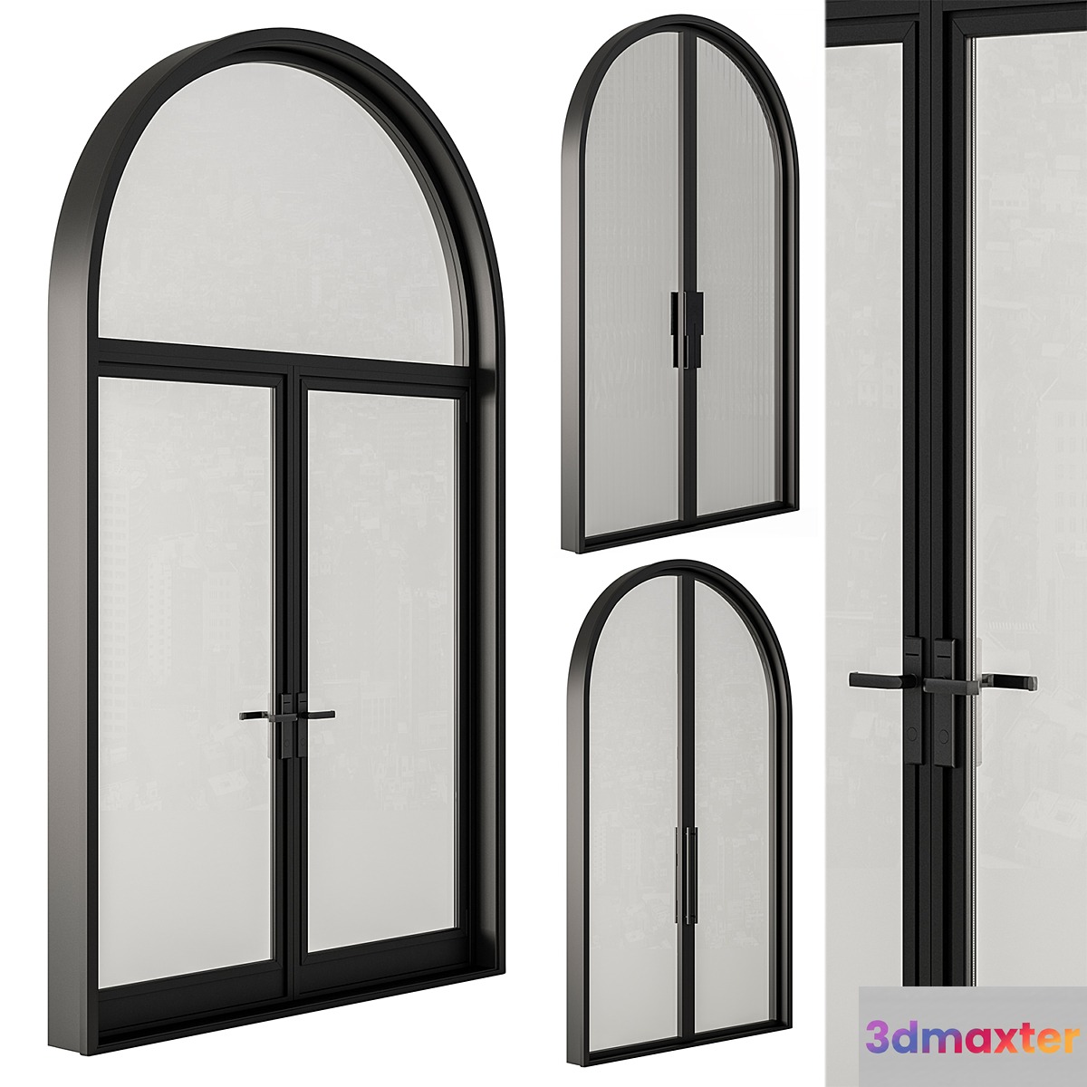 Metal Glass Arched Door - Door Model 43 3D Max