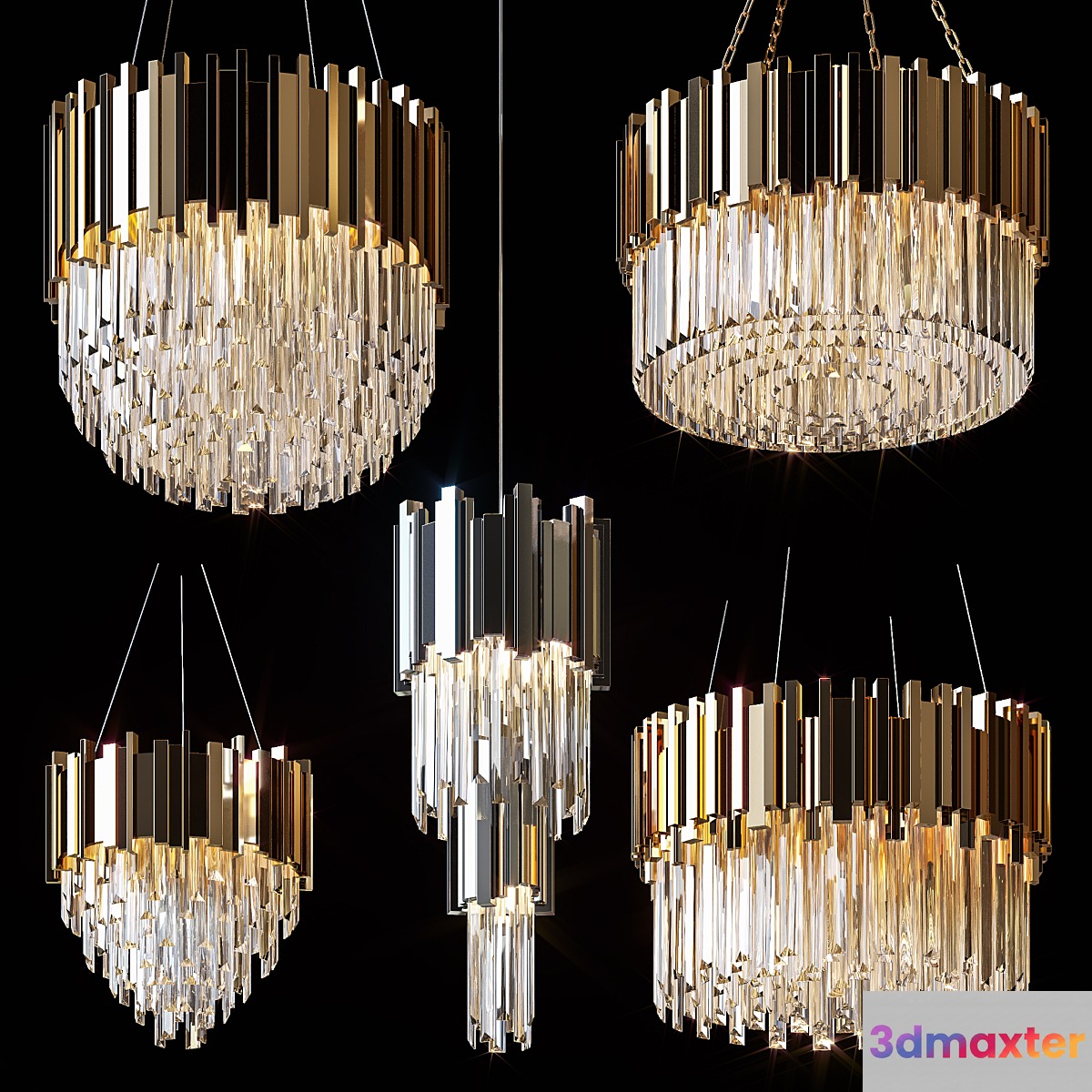 Hanging chandeliers BARCLAY 3D Max