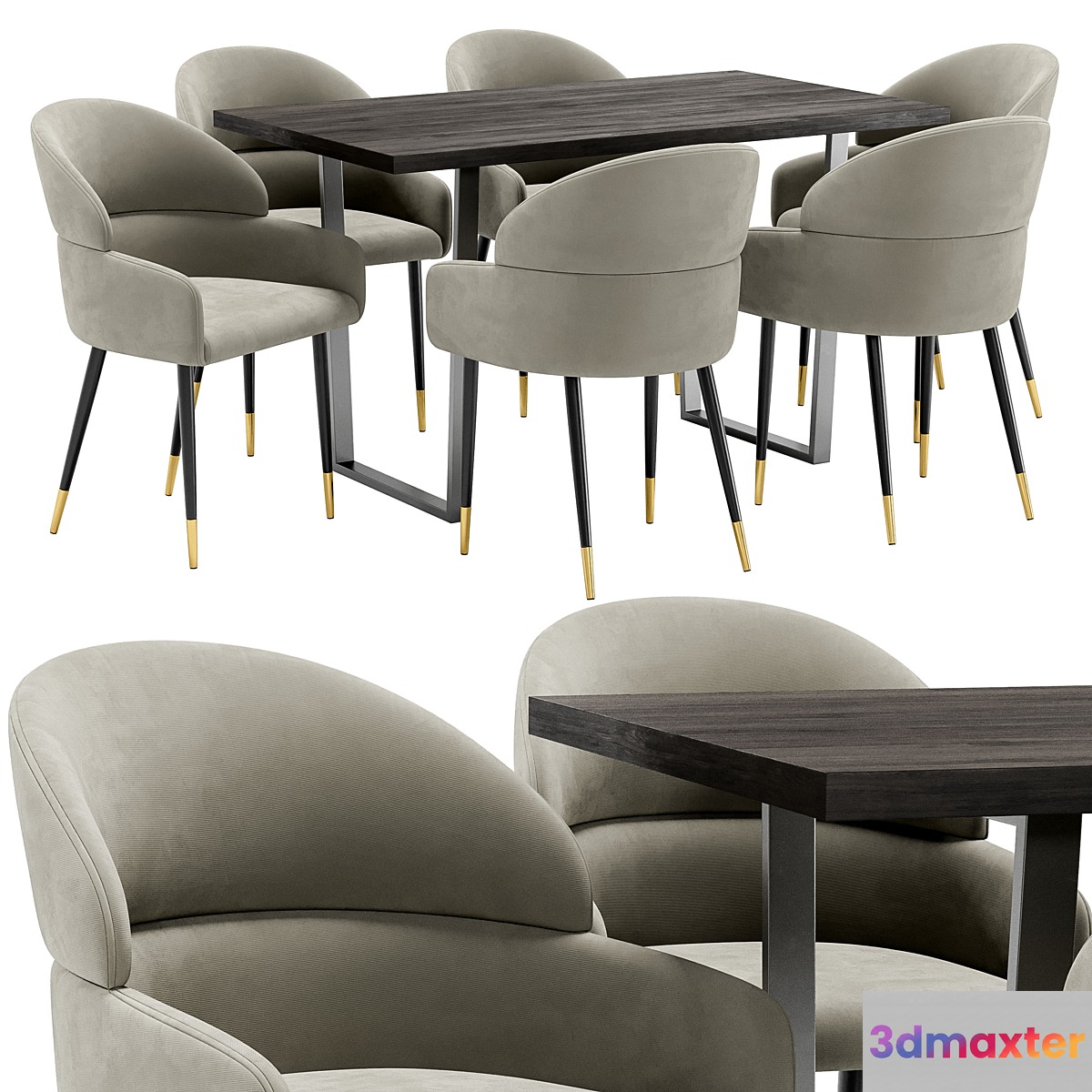 Berkeley dining chair and Patika table 3D Max