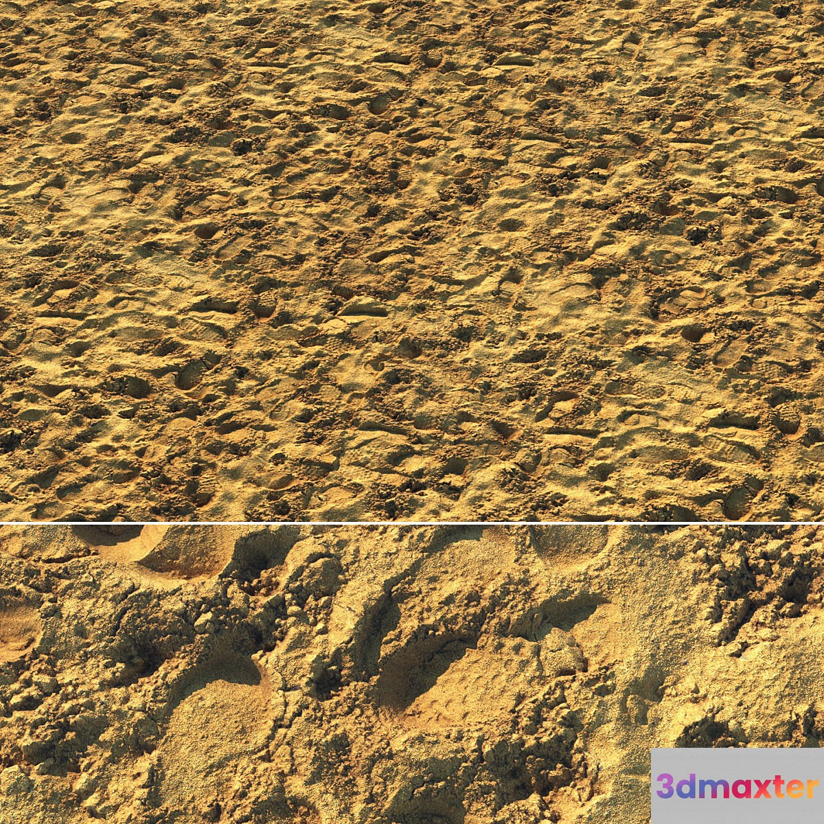 Wet sand material with footprints