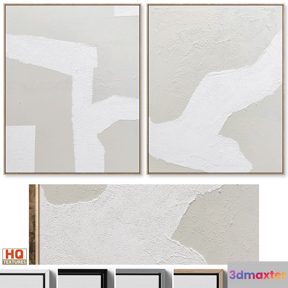 Large Textural Plaster Abstract Wall Art C-511 3D Max