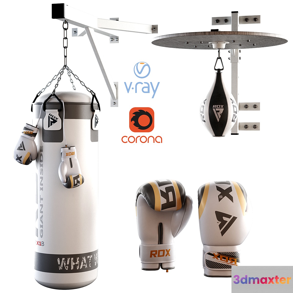 Set Punching bag and gloves from ROX_2 3D Max