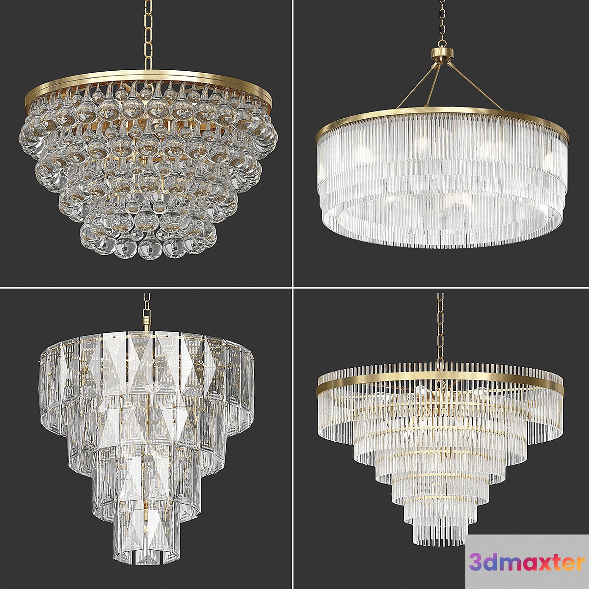 Four exclusive Eichholtz chandeliers 3D Max