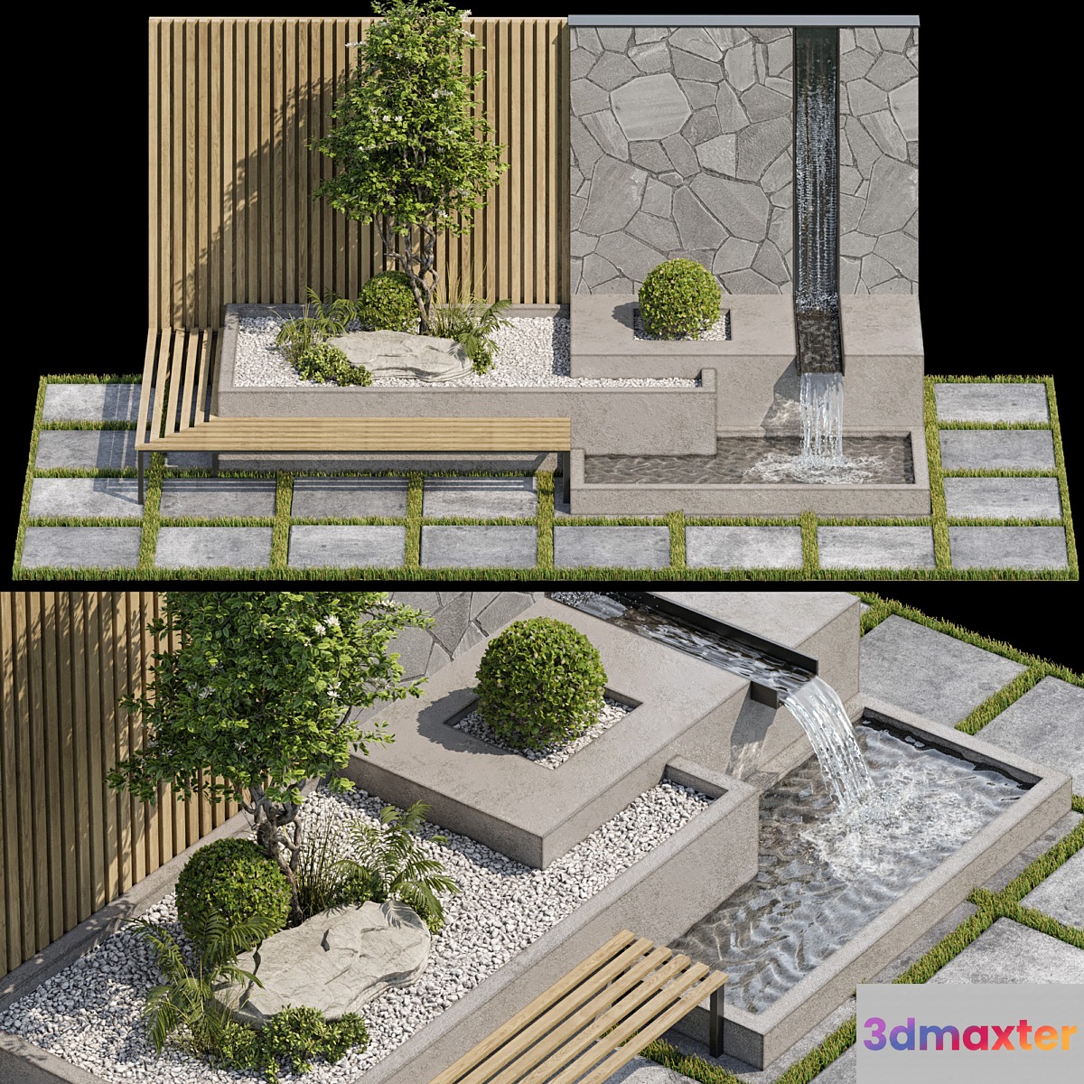 Landscape Furniture with Fountain - Architect Element 07
