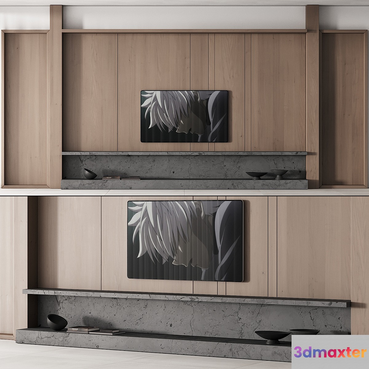 149 tv wall kit 01 modern japandi oak wood 01 - No.3