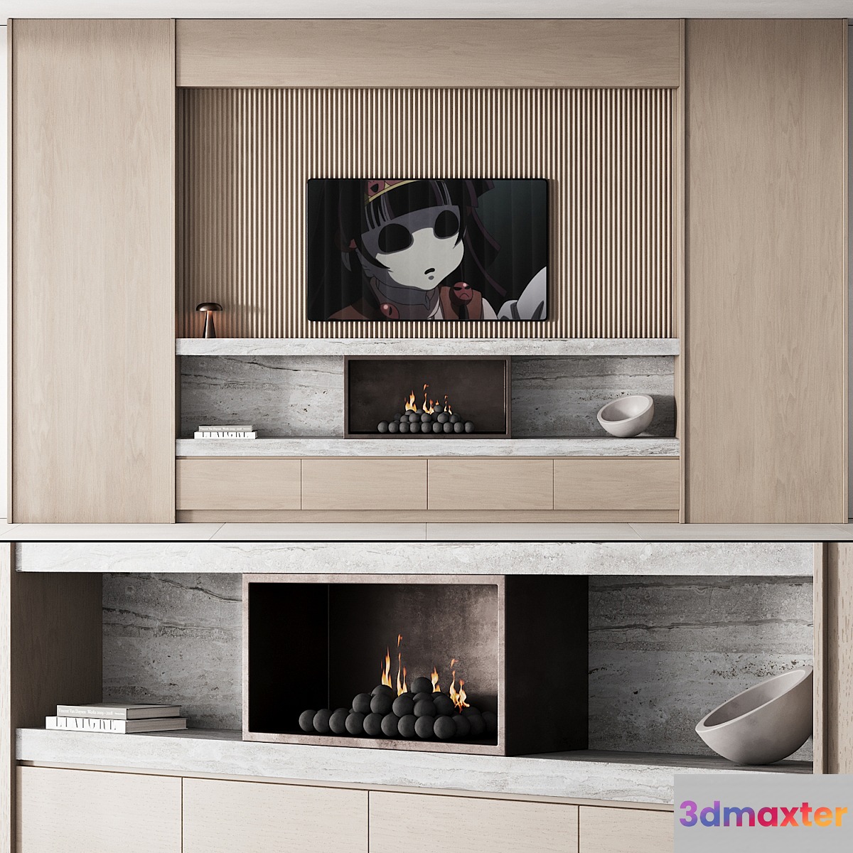 150 tv wall kit 02 modern japandi oak wood 02