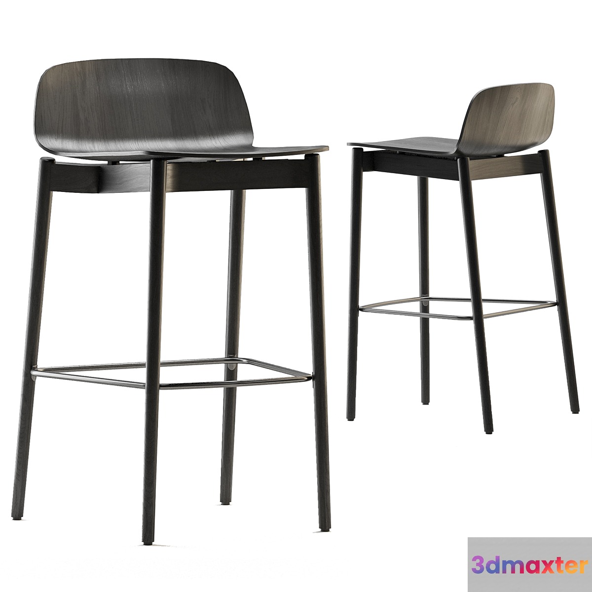 Rama Wood bar chair 3D Max