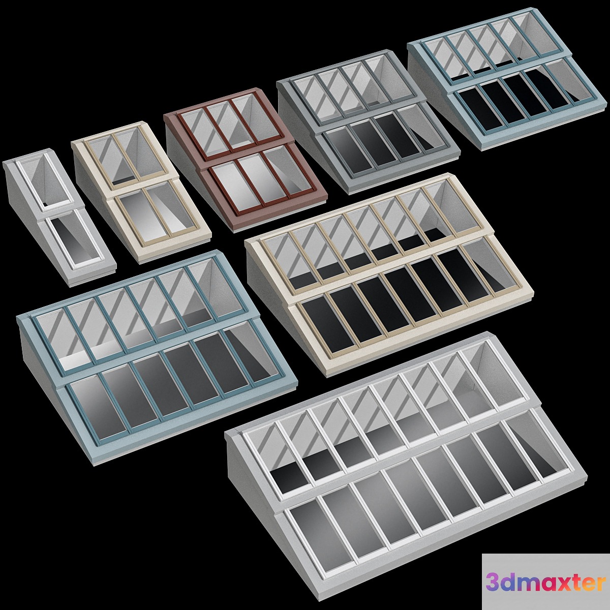 Modular roof window dormer skylight rooflight 3D Max