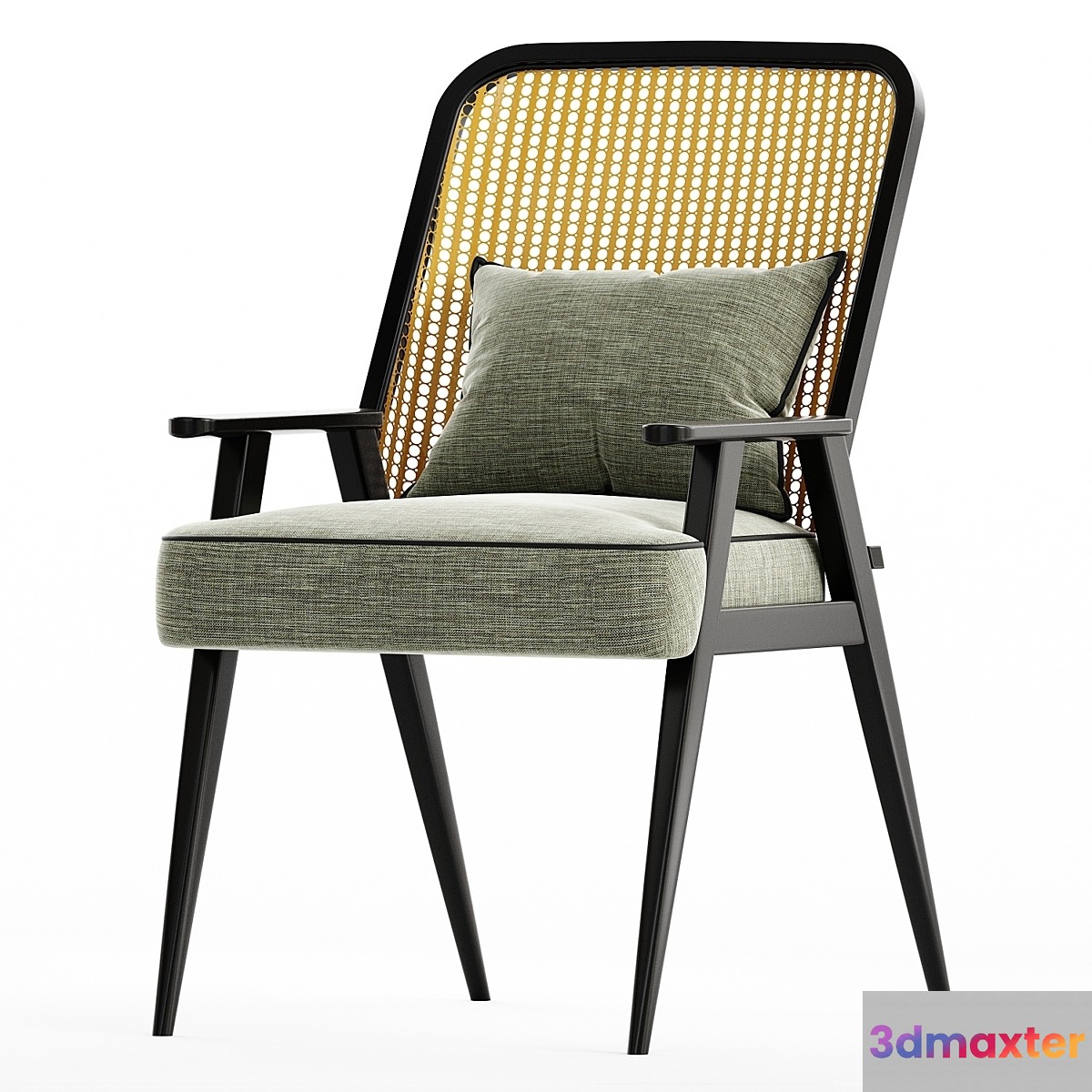 Upholstered Cane Back Armchair - No.2