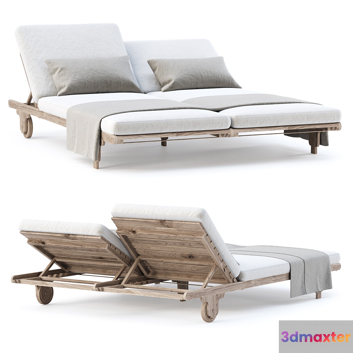 Eva double chaise lounge EV22 by Bpoint Design _ Garden chaise lounger 3D Max