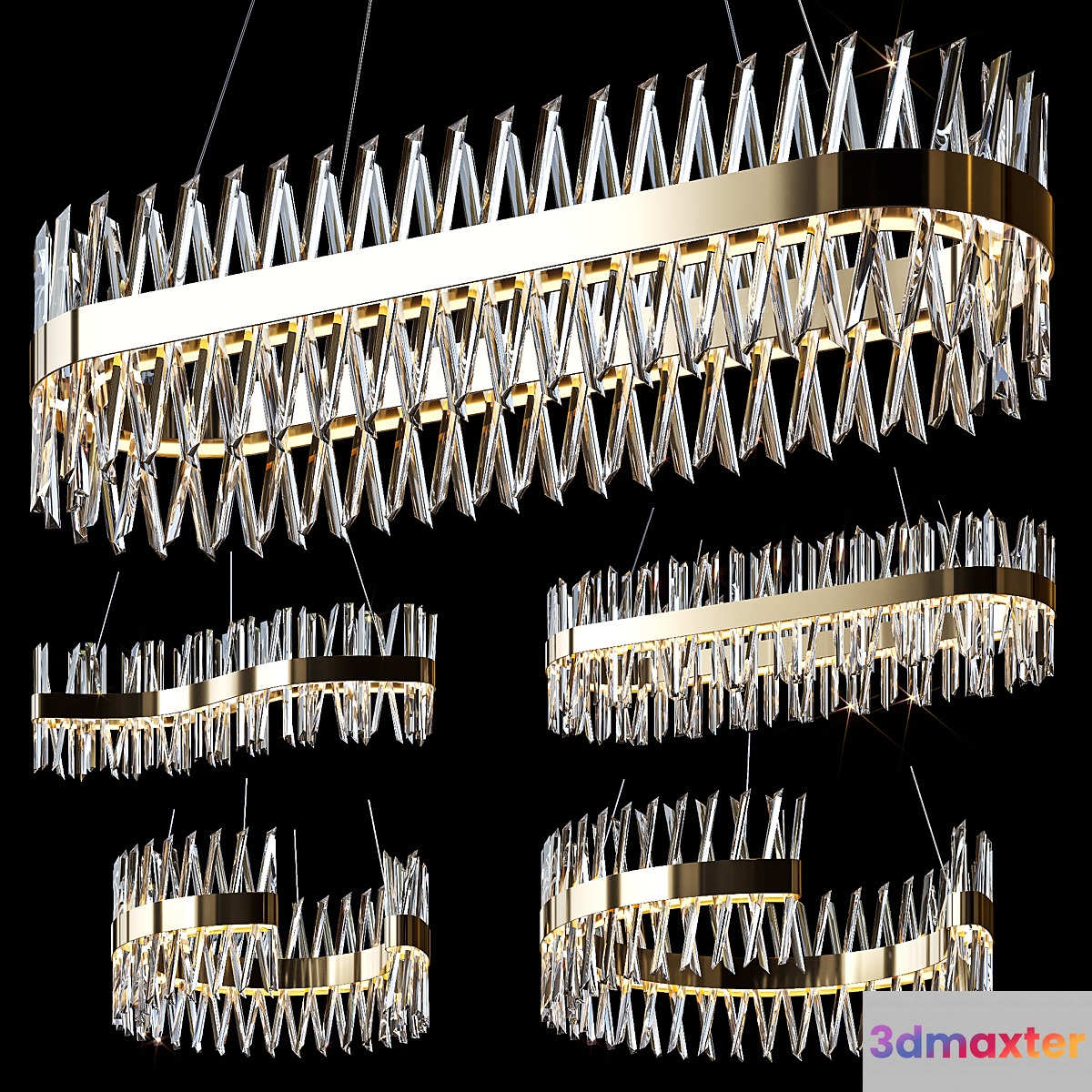 Hanging chandeliers Posto Al Sole 3D Max