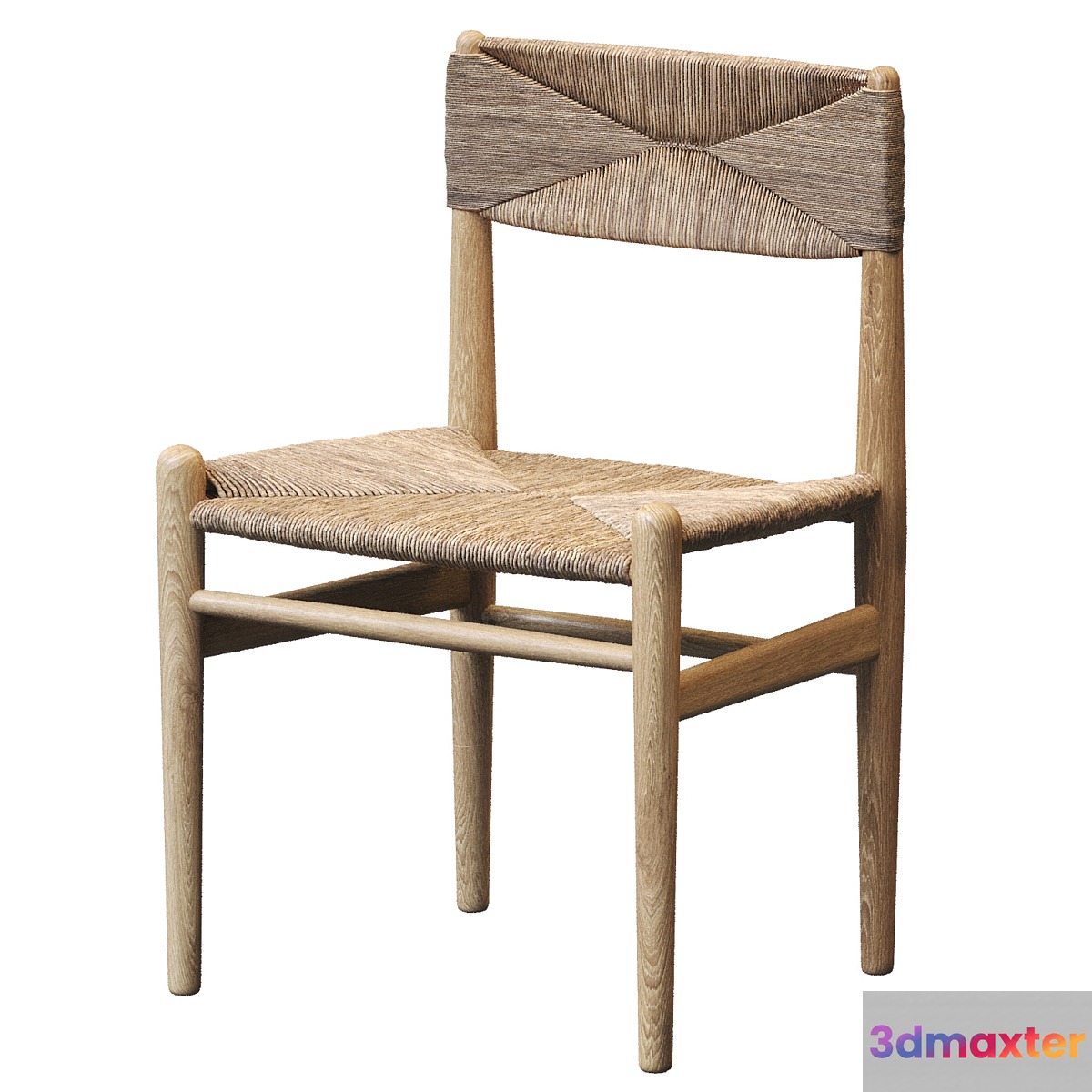 Rustic Wood and Woven Chair - Set 01