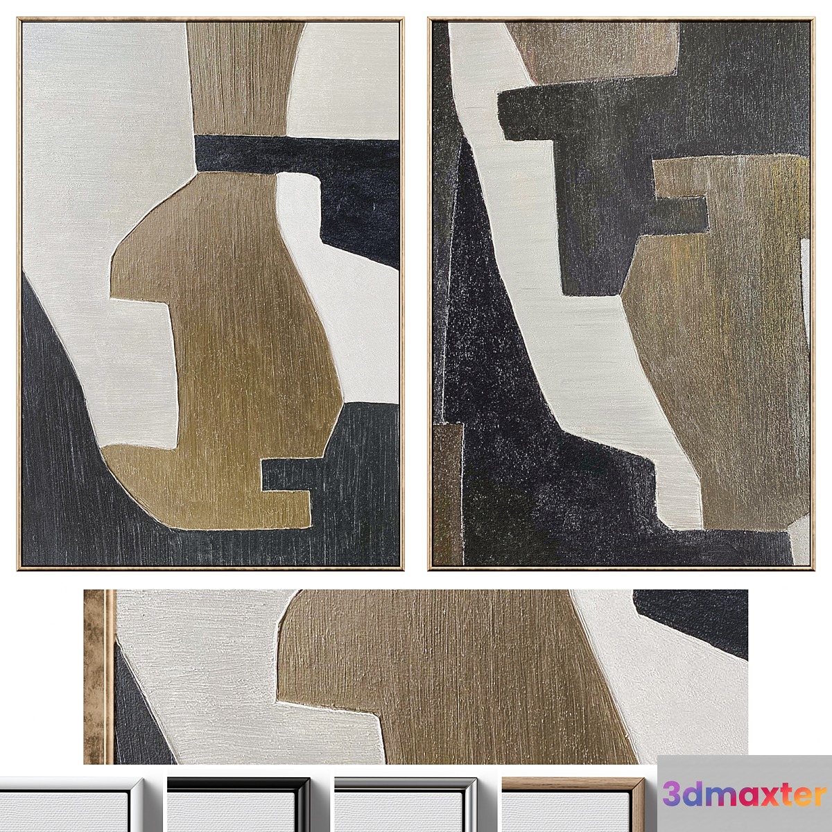 Large Mid-Century Abstract Neutral Wall Art C-525