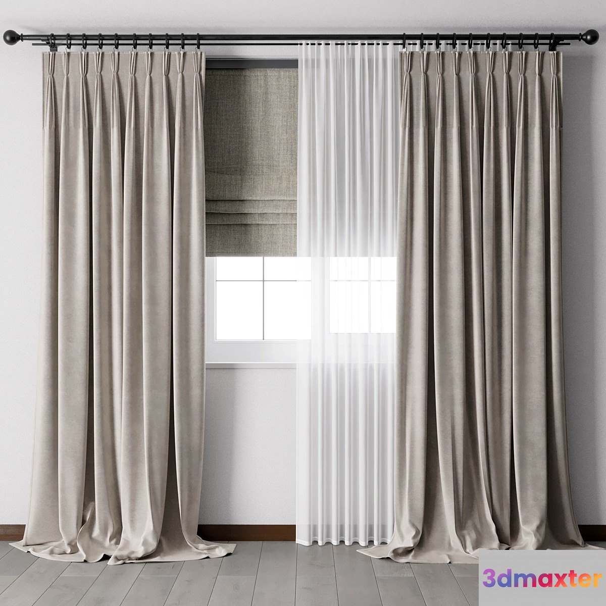 Hadi pleats curtains - Triple pleat heading 01 - No.3