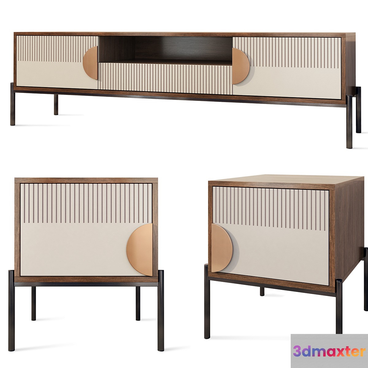 Chest of drawers and bedside table Bergamo Wooden Kors. nightstand tv stand 3D Max