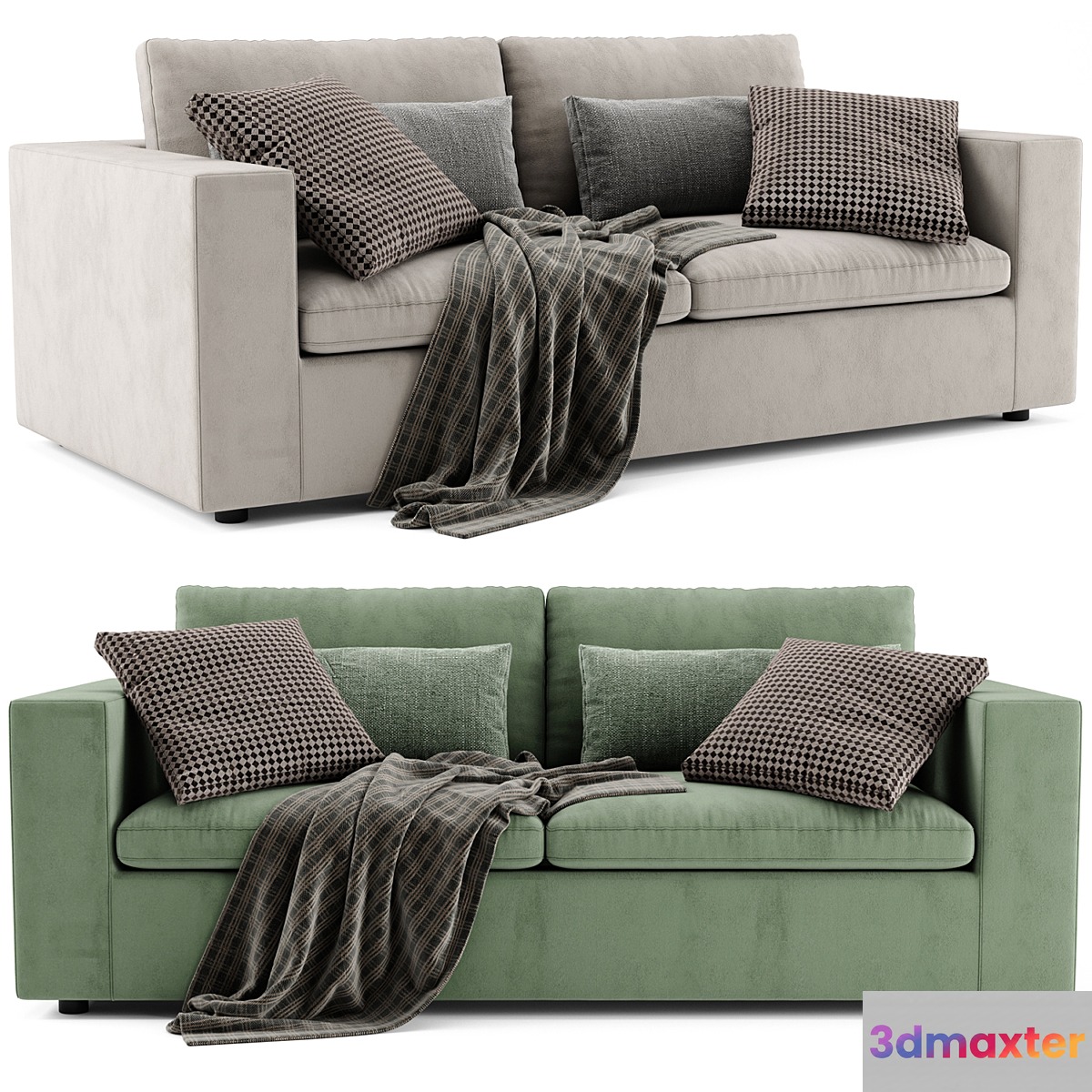 West Elm Harmony Modular 2 Seats Sofa 3D Max
