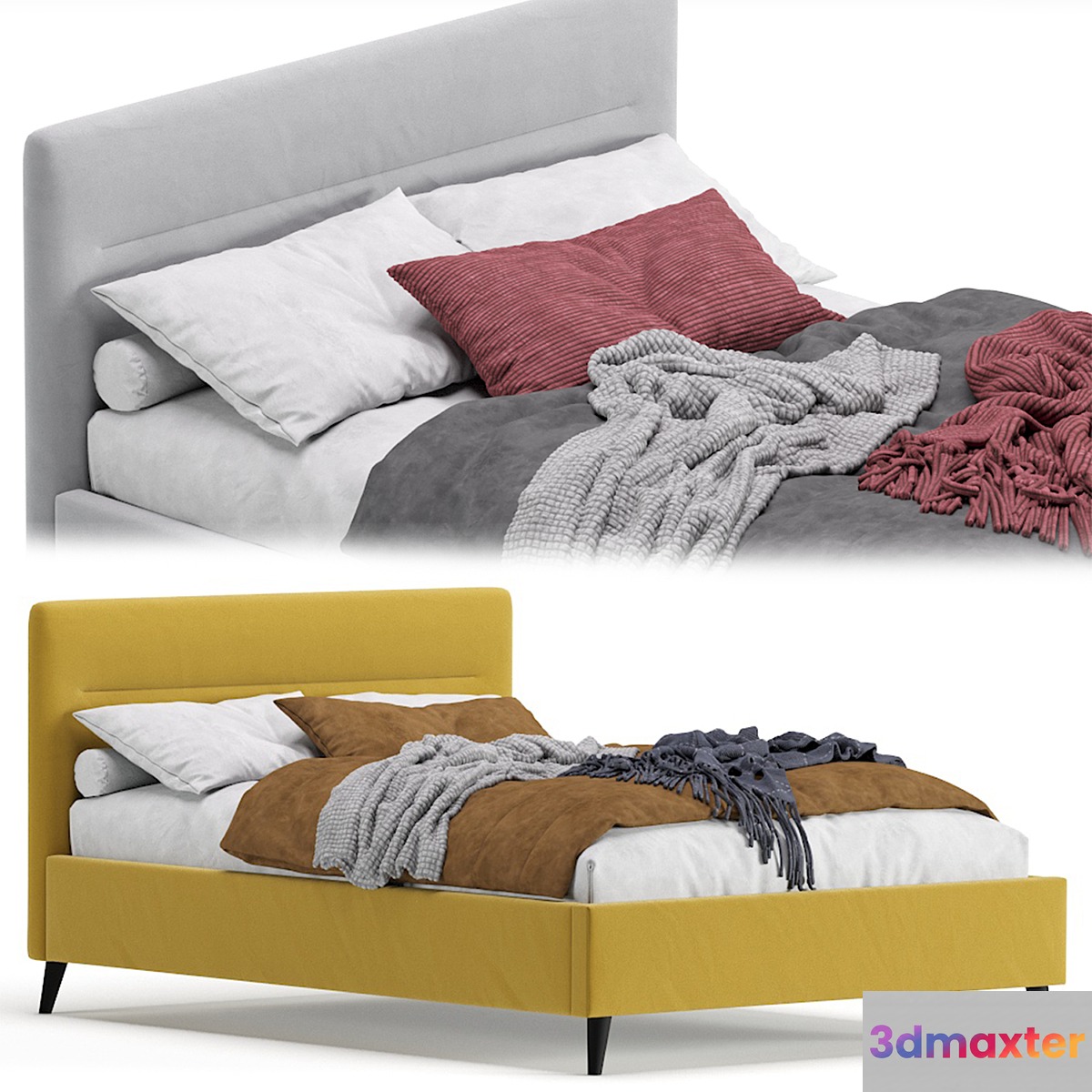 Bed Pyle 140 Velvet Yellow By Divan.ru_ Bed Pyle 140 Velvet Yellow 3D Max