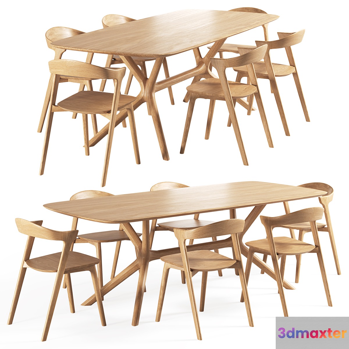 Oak-bok chair oak-x table - No.2