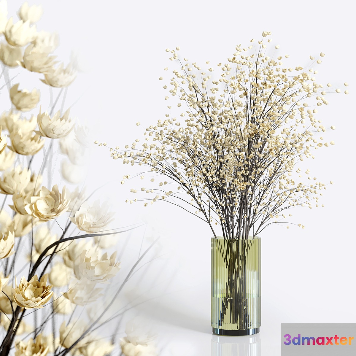 Yellow flowers with yellow galss vase - bouquet 23