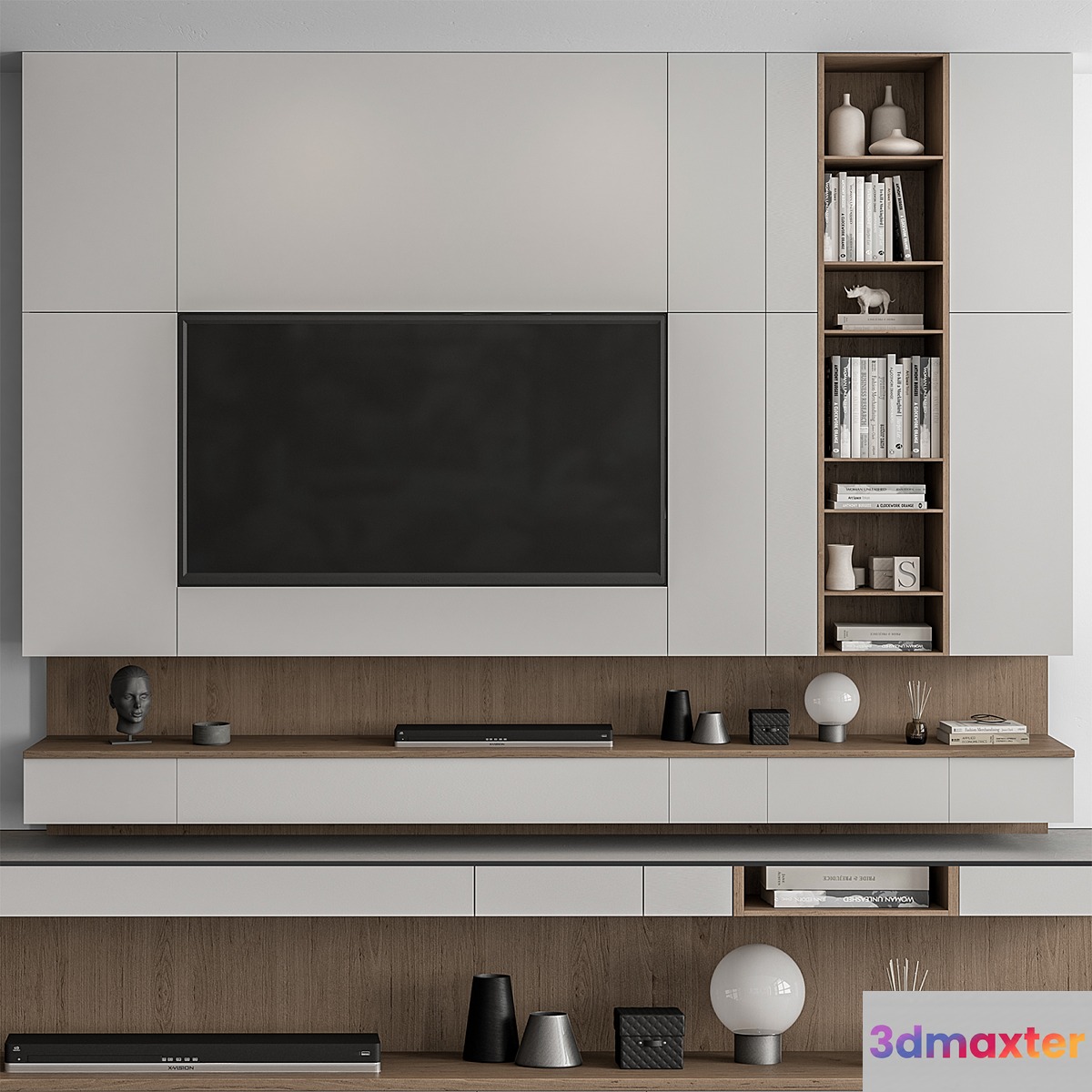 TV Wall White and Wood - Set 50 - No.2
