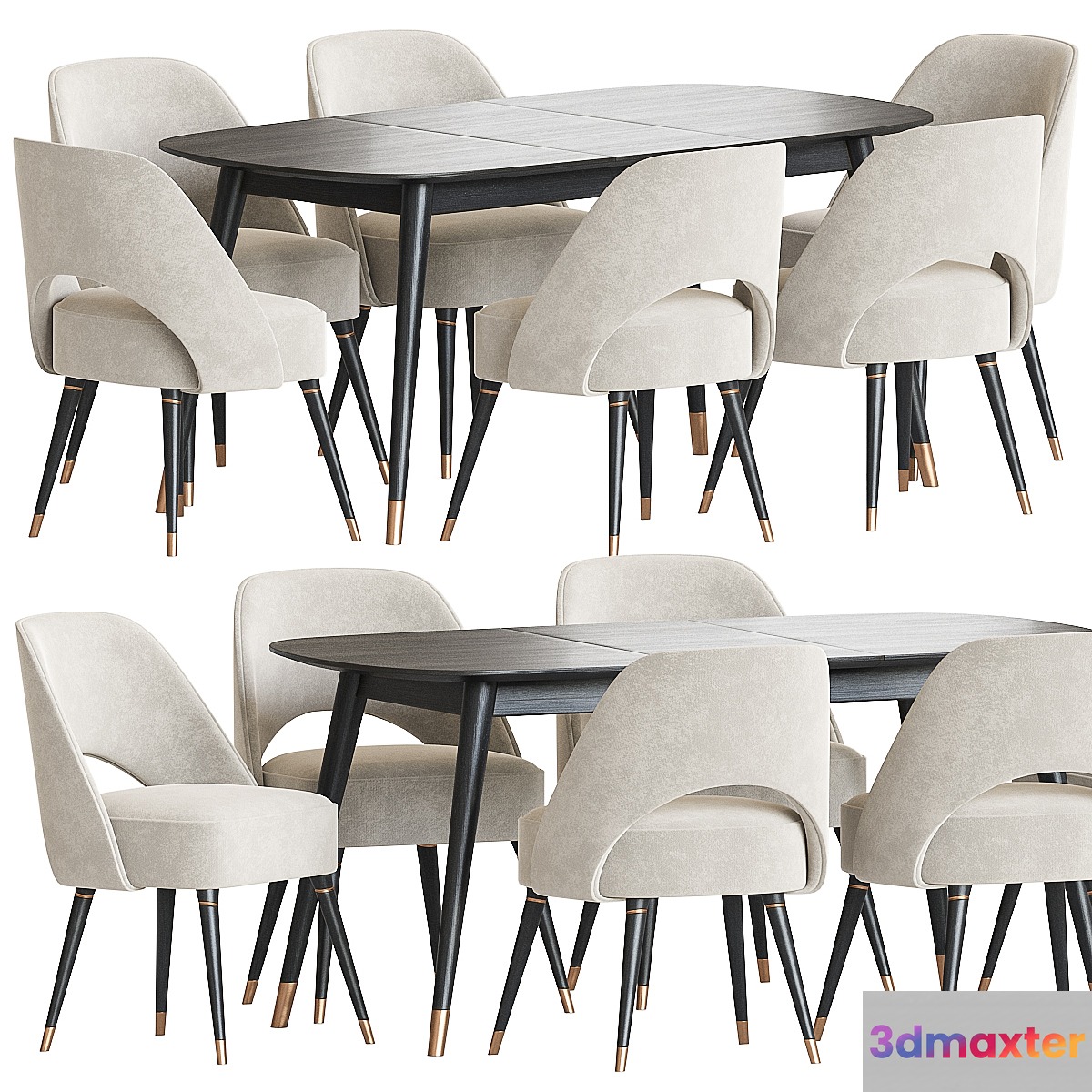 Collins Chair Clover Table Dining Set 3D Max