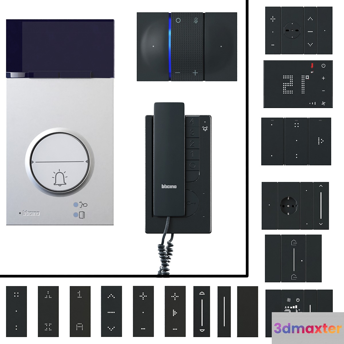 Door communication system_Sockets and switches Bticino_Bticino Living Now 2022 Black 3D Max