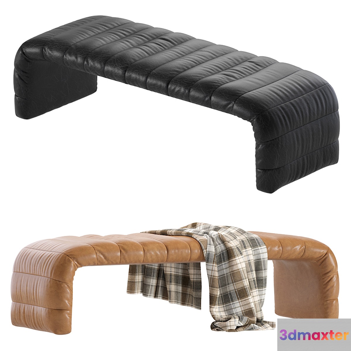 Coco Republic Westwood Bench Leather 2 Colors Version 3D Max