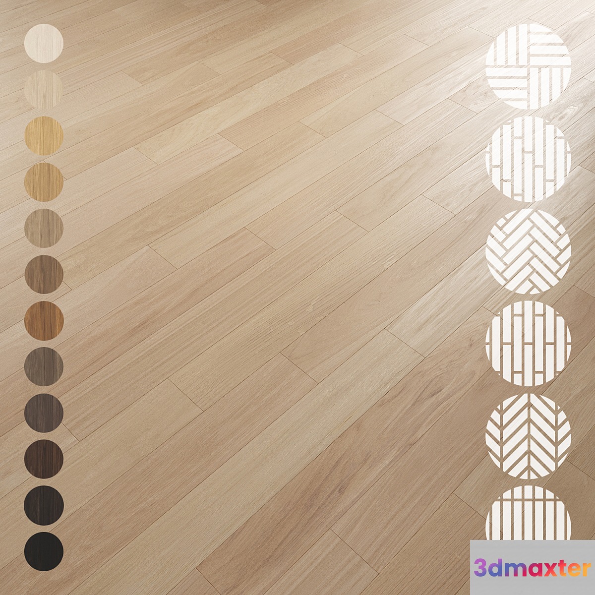 Oak Flooring Set 001 3D Max