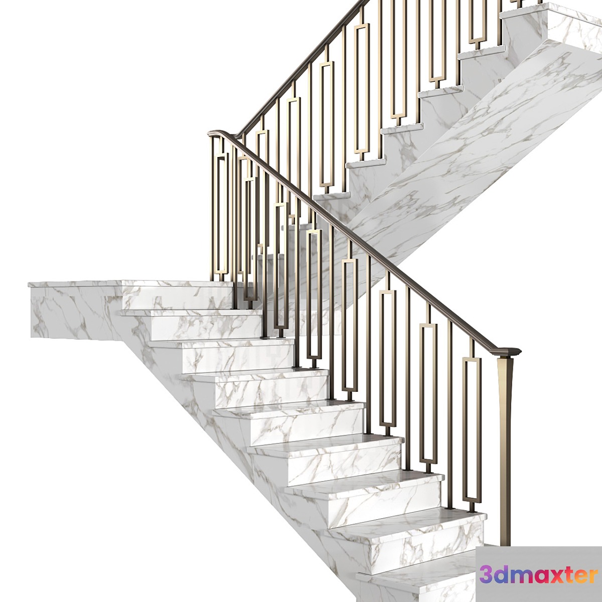 Modern marble  stair staircase in Art Deco style.