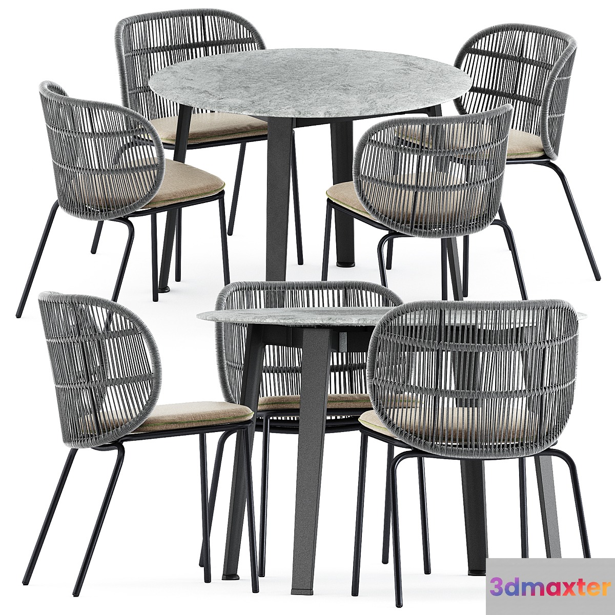 Kodo dining chairs by Vincent Sheppard and Ginepro round Outdoor table by bebitalia 3D Max