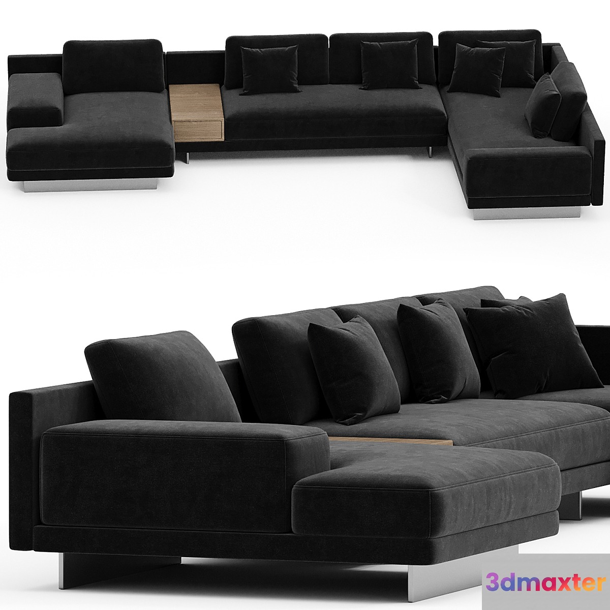 Dresden Modular Sectional With Side Table-Modern Felt
