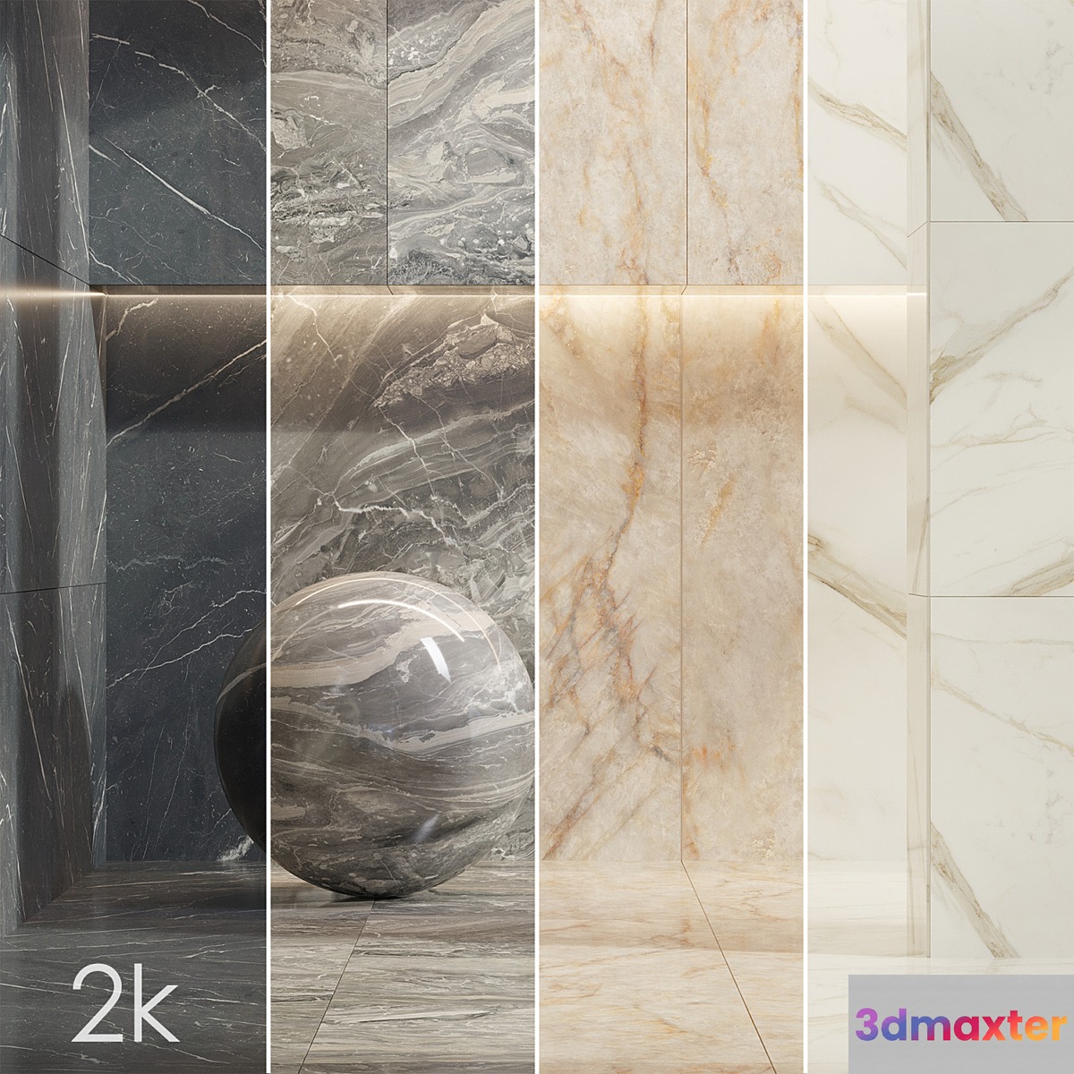 Caesar Set 25 - Marble BUNDLE - 4 types: White Grey Beige and Black - No.2