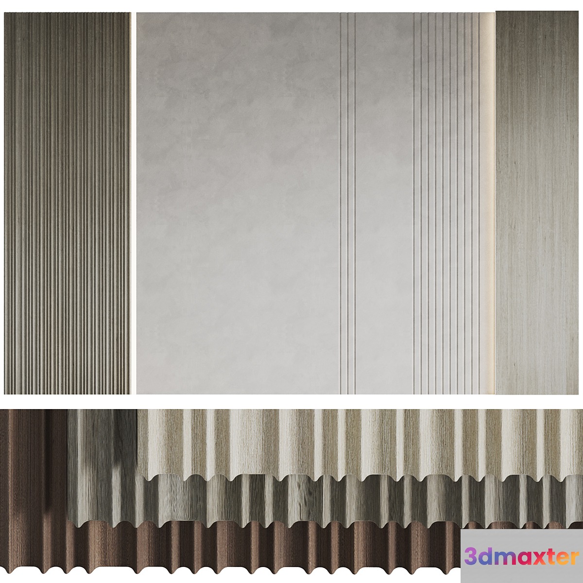 Decorative wall panels Wood 2 3D Max