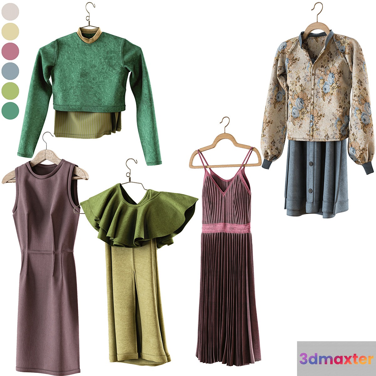 set of clothes on hanger PBR_low poly 4k