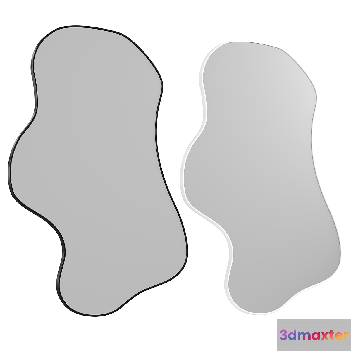 Black Asymmetrical Wavy Mirror 3D Max