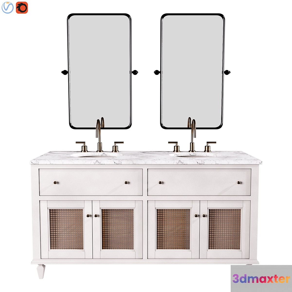 Sausalito 60 Double Sink Bath Vanity 3D Max