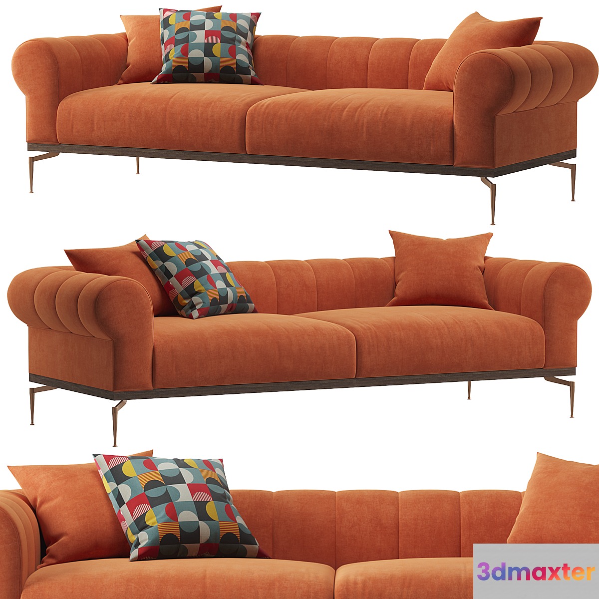 Concerto - Orange 3-seater Sofa