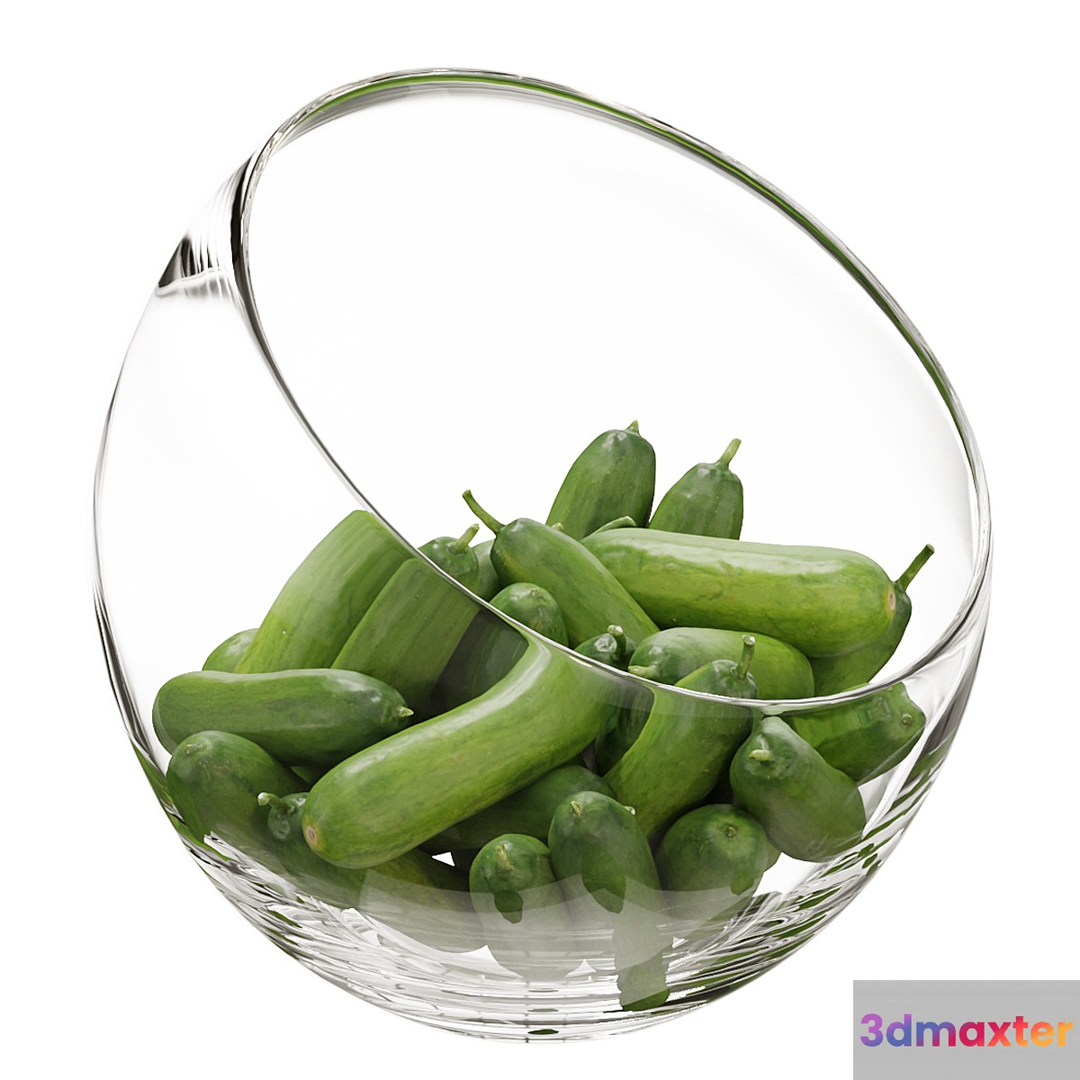 Large Slant Fruit Bowl baby cucumber 3D Max