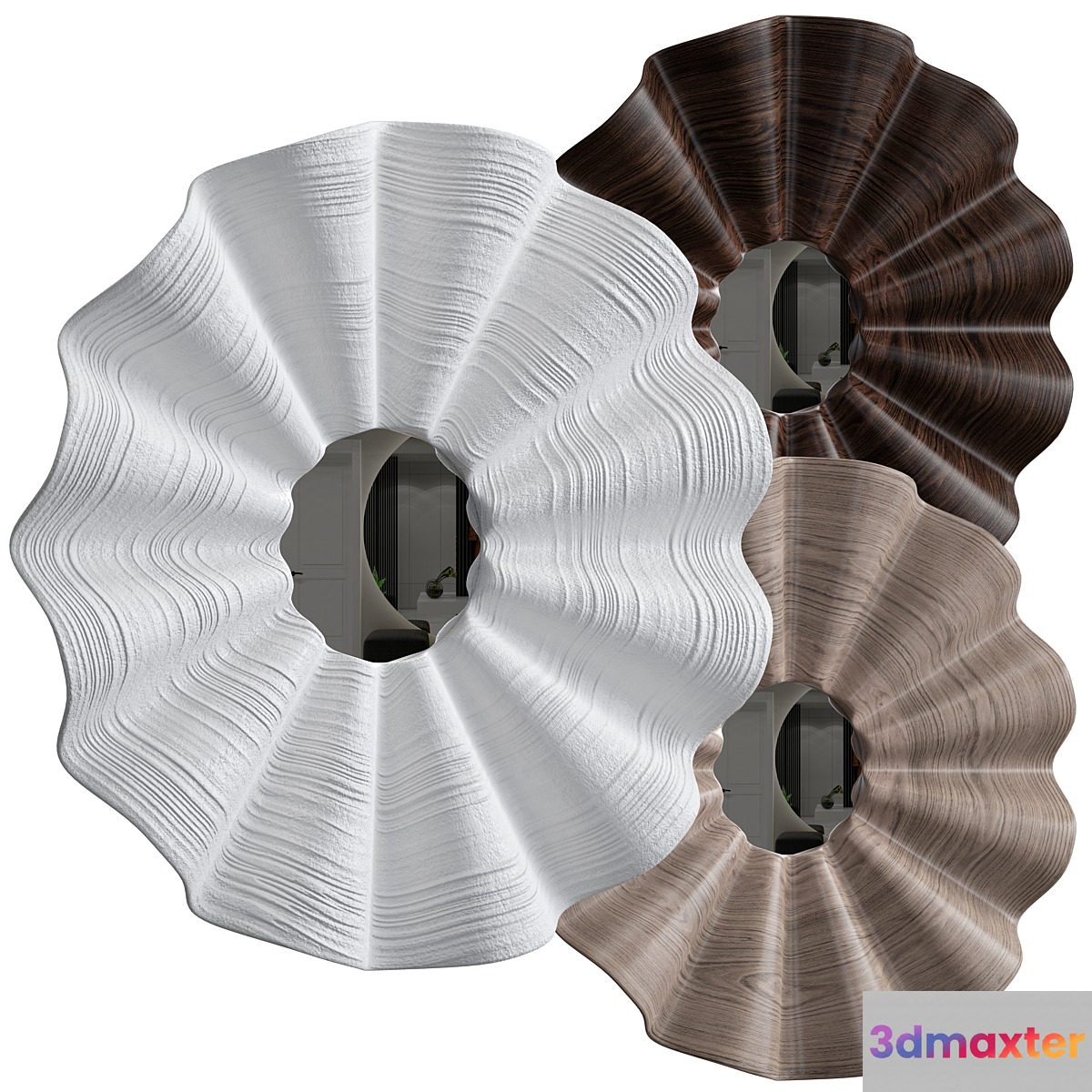 Ava Mirror White Shell Resin Large 3D Max