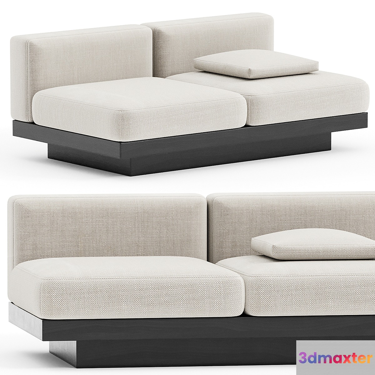 BENCH TWO SEATER BONE - BLACK INDOOR RUDOLPH - No.2