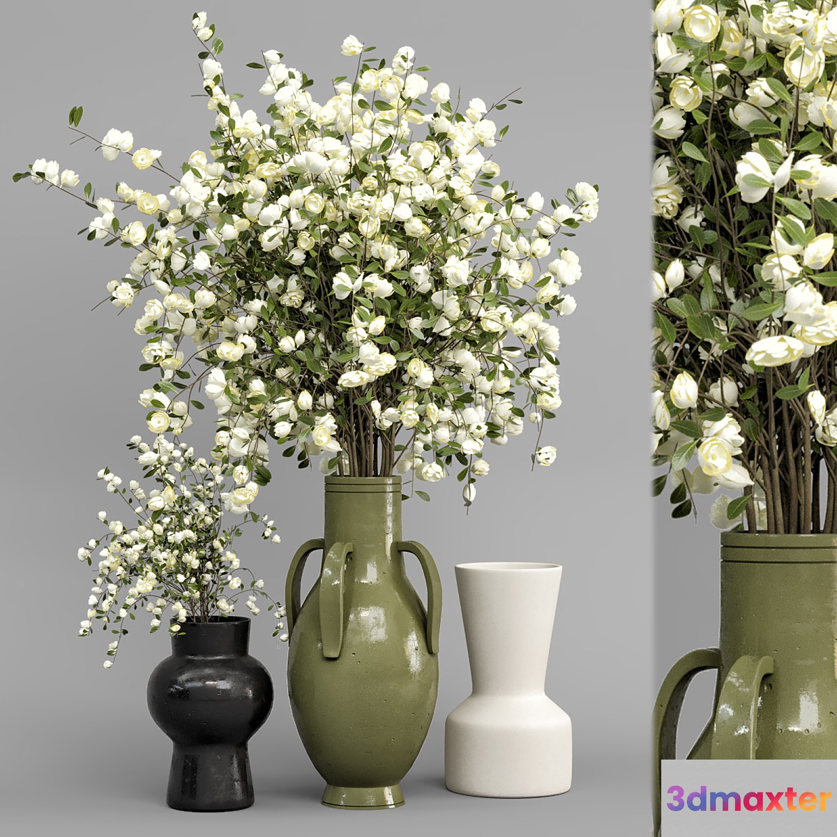 Plants Bouquet Collection In Concrete Pots - Set 948