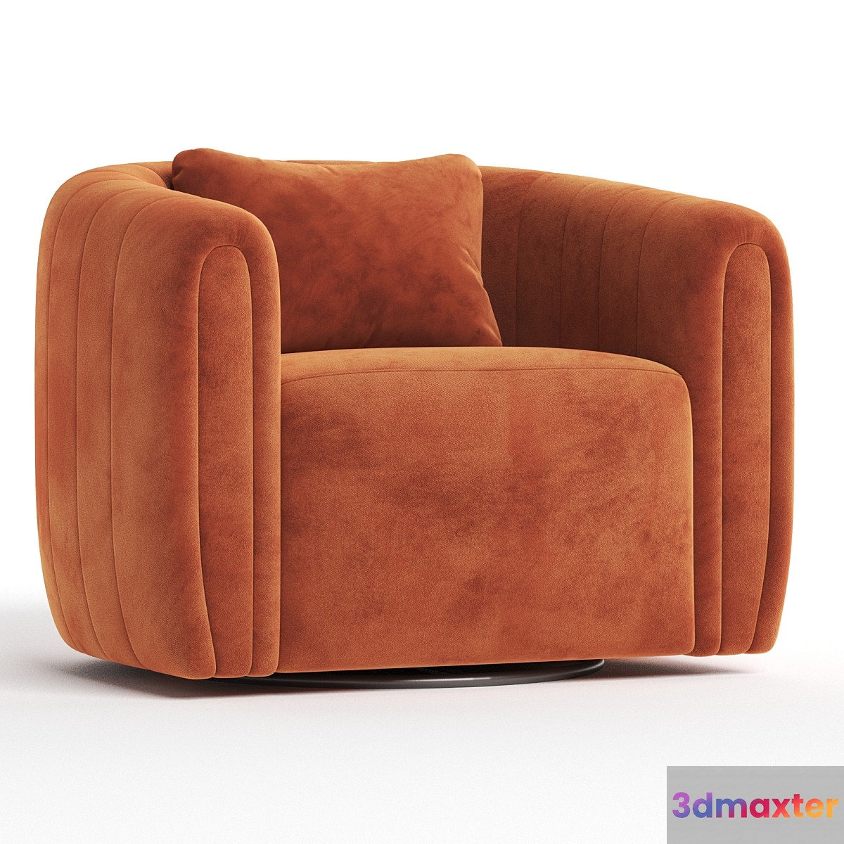 Wide Velvet Swivel Barrel Chair 3D Max