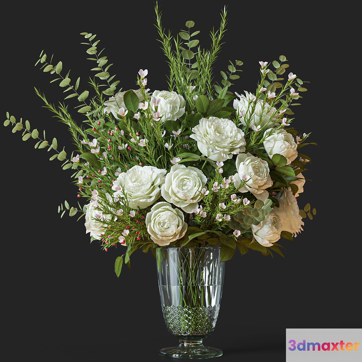 Flower Set 042 white rose wax flower