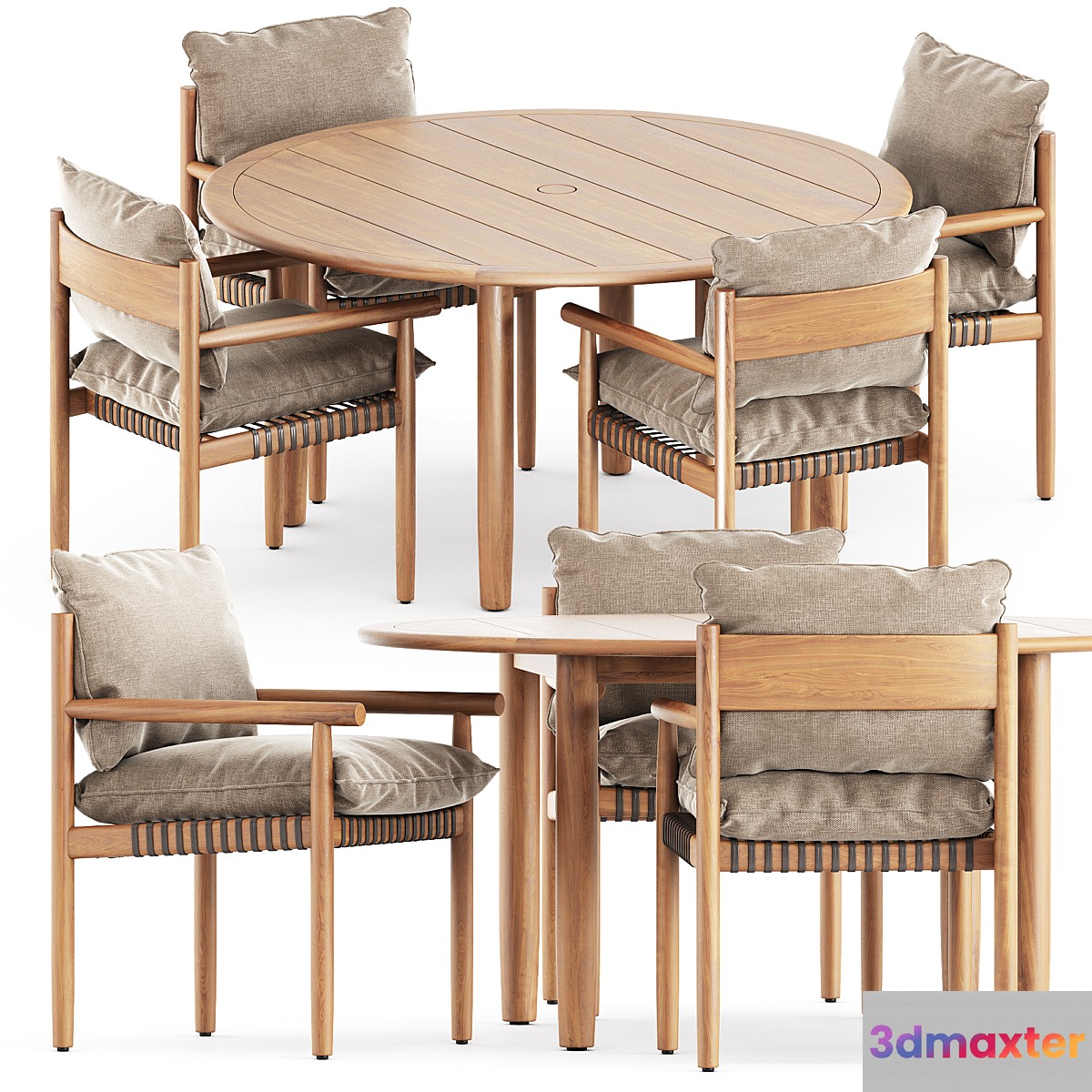 Tibbo Armchair and dining round table by Dedon 3D Max