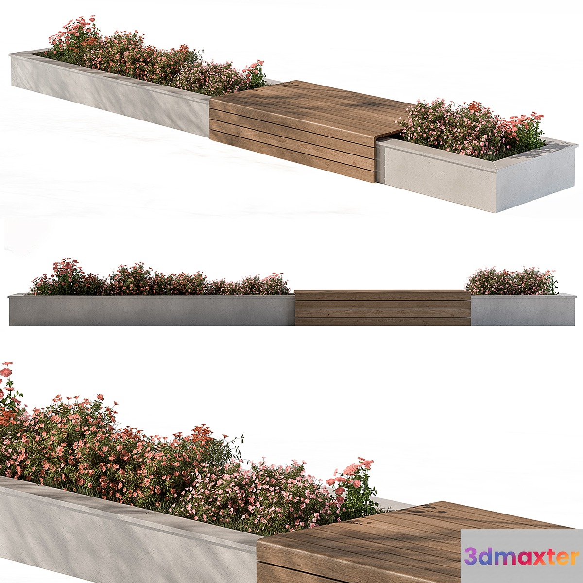 Urban Bench with Flowers Set 40