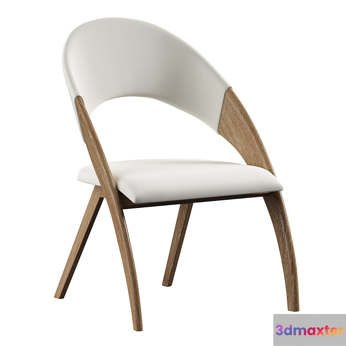 Walnut wood and cream leatherette dining chair - No.2