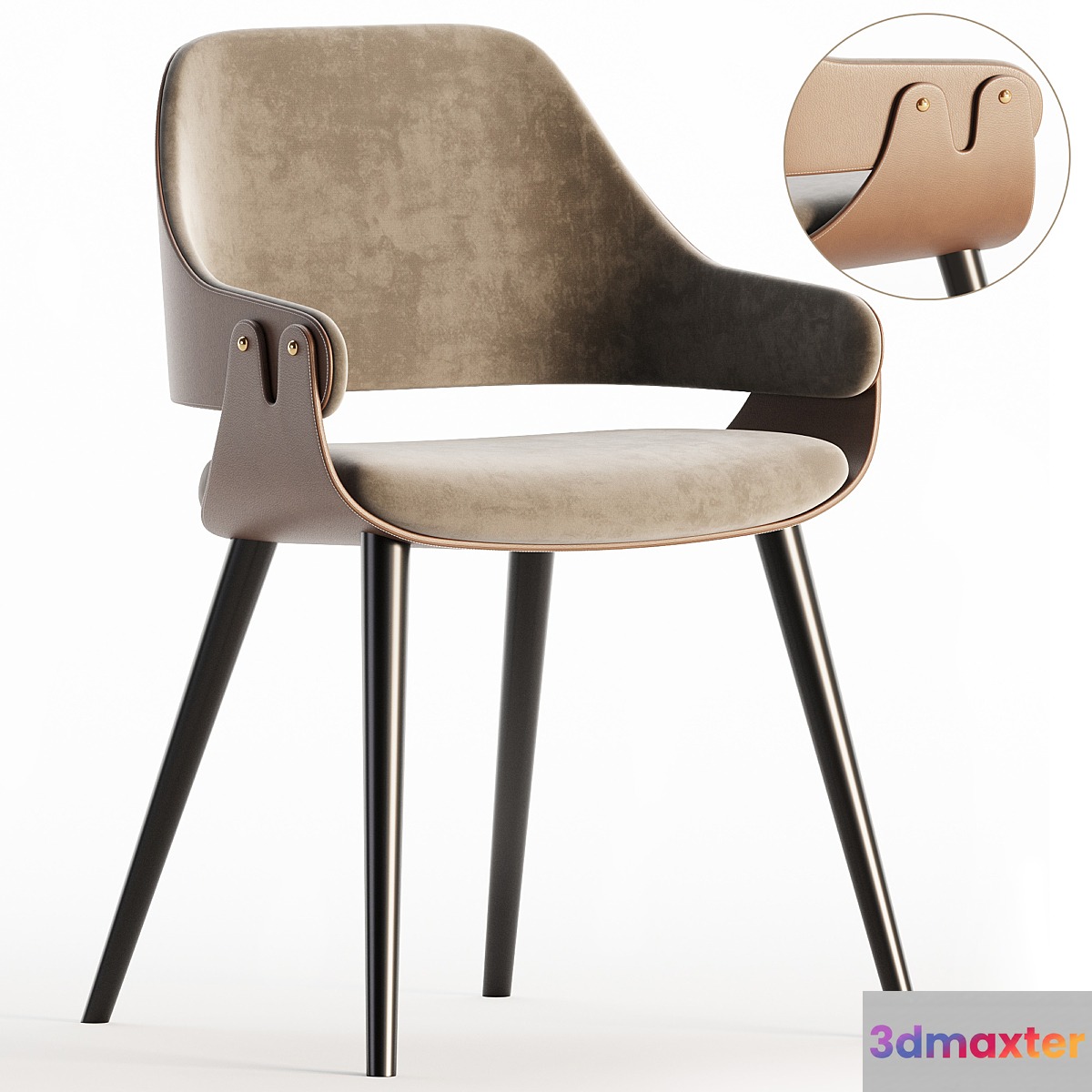 Light luxury dining chair 3D Max