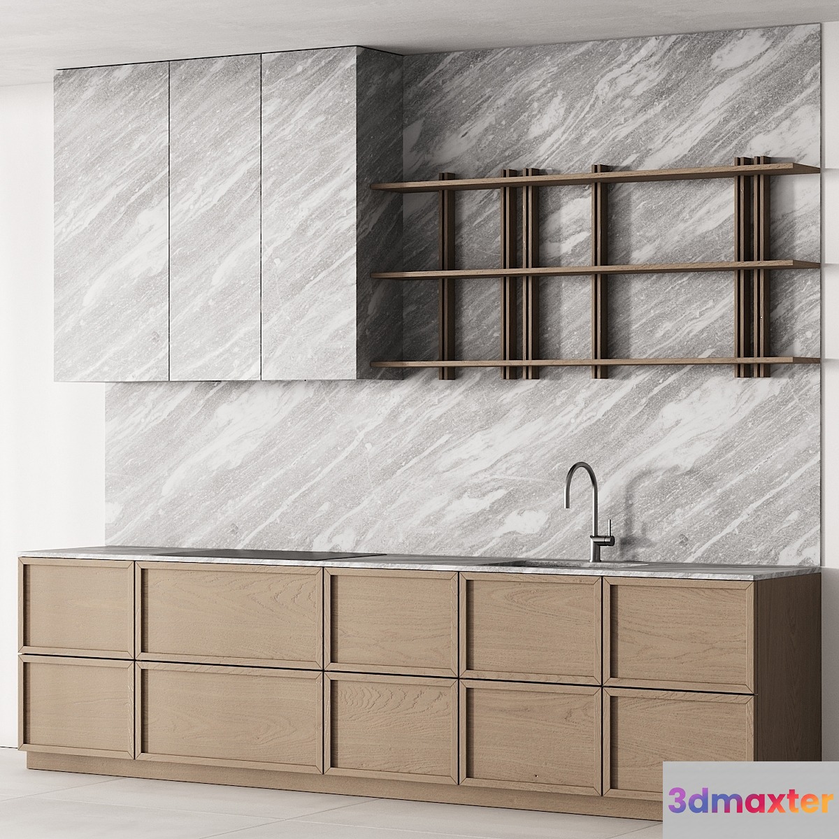 189 modern kitchen 09 snow marble and wood 00